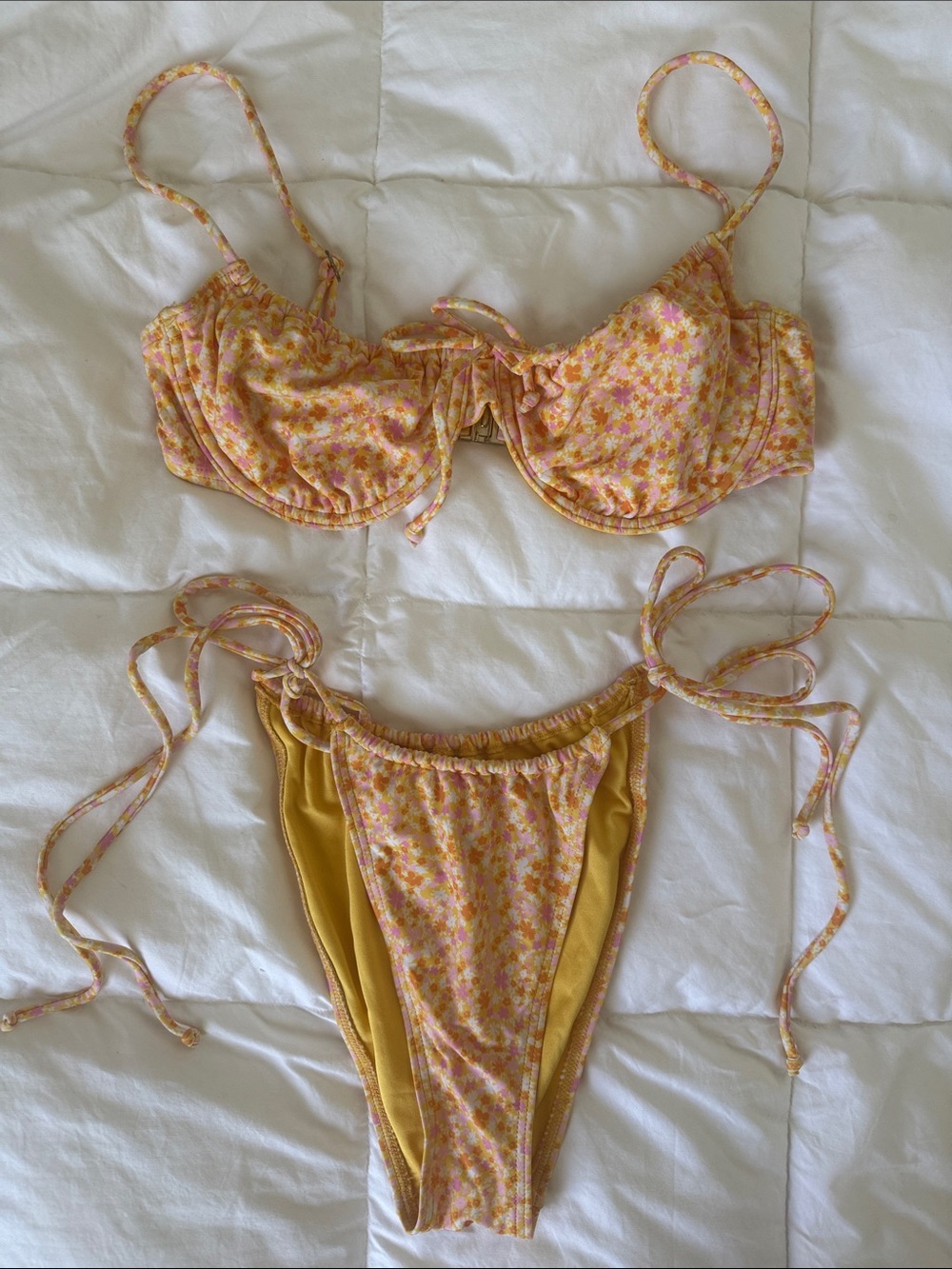 Floral Yellow Two-Piece Bikini Set - Women's Intimates & Swim